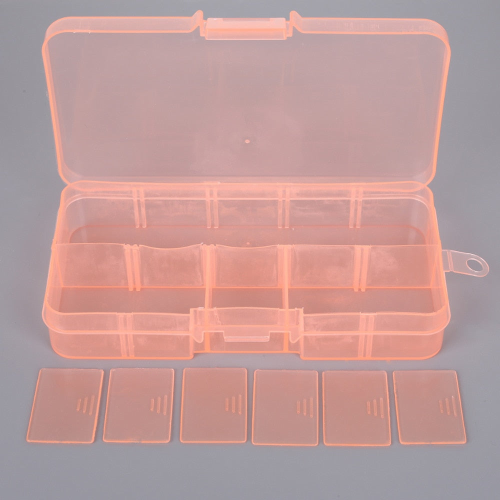 10 Slots Plastic Storage Jewelry Box Compartment Adjustable Container for Beads Earring Box for Jewelry Rectangle Box Case - StorageandmoreStorage