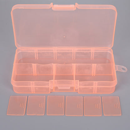 10 Slots Plastic Storage Jewelry Box Compartment Adjustable Container for Beads Earring Box for Jewelry Rectangle Box Case - StorageandmoreStorage