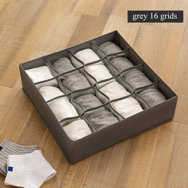 Dormitory closet organizer for socks home separated underwear storage box 7 grids bra organizer foldable drawer organizer - StorageandmoreStorage