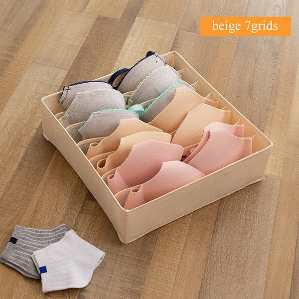 Dormitory closet organizer for socks home separated underwear storage box 7 grids bra organizer foldable drawer organizer - StorageandmoreStorage