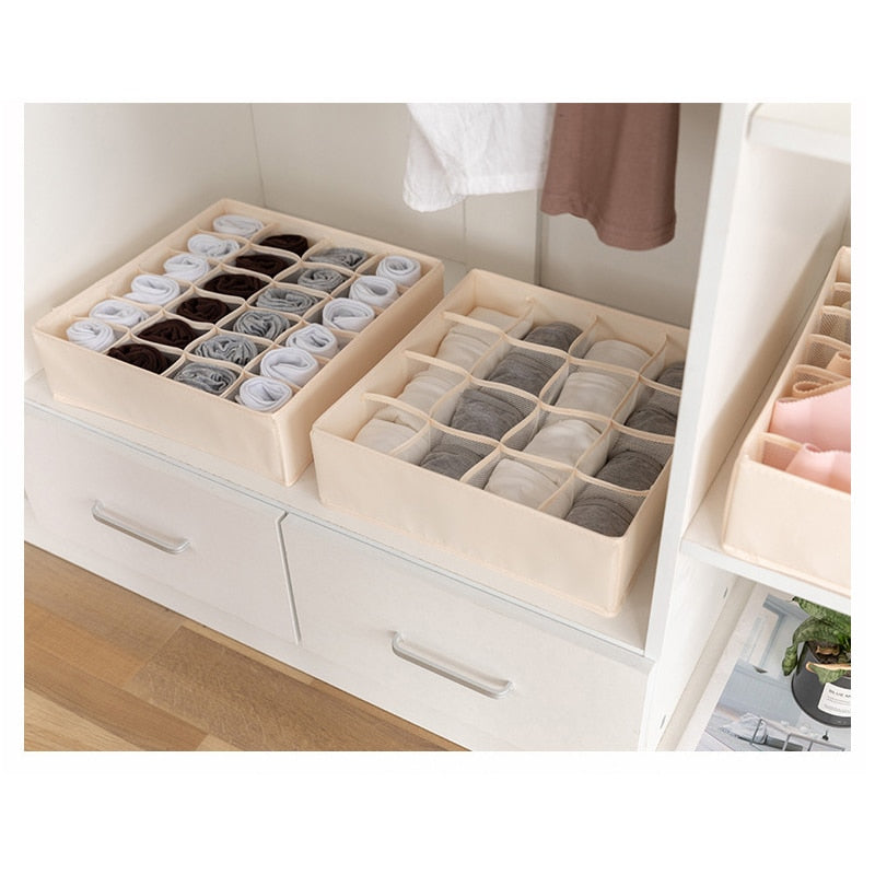 Dormitory closet organizer for socks home separated underwear storage box 7 grids bra organizer foldable drawer organizer - StorageandmoreStorage