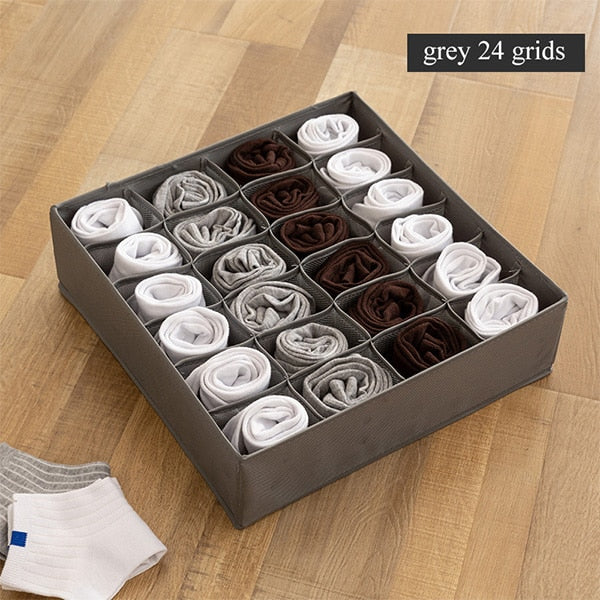 Dormitory closet organizer for socks home separated underwear storage box 7 grids bra organizer foldable drawer organizer - StorageandmoreStorage