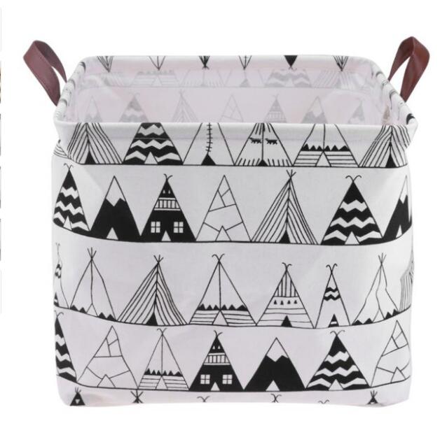 New Large Cotton Handle Folding Laundry Basket Toys Organizer Clothing Storage Bag Dirty Clothes Bucket Laundry Holder Stand Bin - StorageandmoreStorage