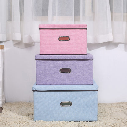 Large cotton linen Fabric folding storage box Kids Toy organizer Handles for Home Closet Bedroom Drawers Organizers Container - StorageandmoreStorage