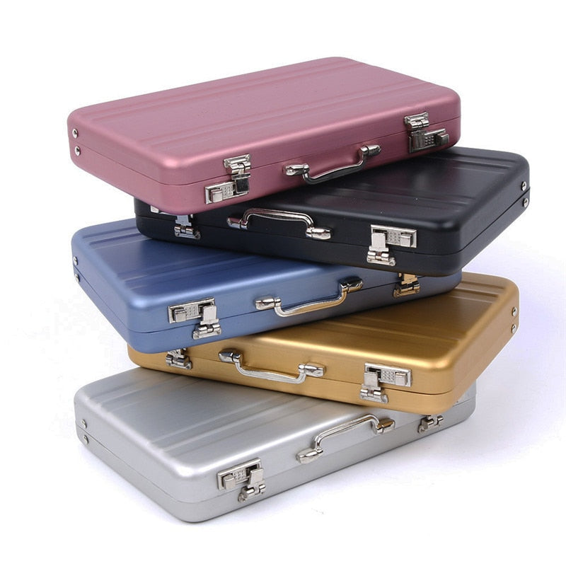 Aluminum Storage Box Business ID Credit Card Holder Mini Suitcase Bank Card Box Holder 2022 New Jewelry Case Rectangle Organizer - StorageandmoreStorage