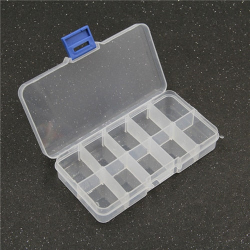 Yidensy 1pcs Square Transparent Plastic Storage Box Case 10/24 Slot Adjustable for Pills Jewelry Beads Earring Case Organizer - StorageandmoreStorage