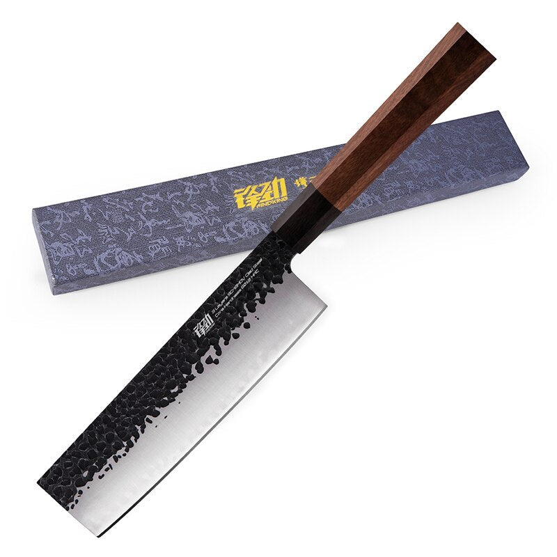 FINDKING 7 inch Clad Steel Japanese Professional Octagonal Handle Sushi Knife Kitchen Nakiri Knife Kitchen Knife - StorageandmoreStorage