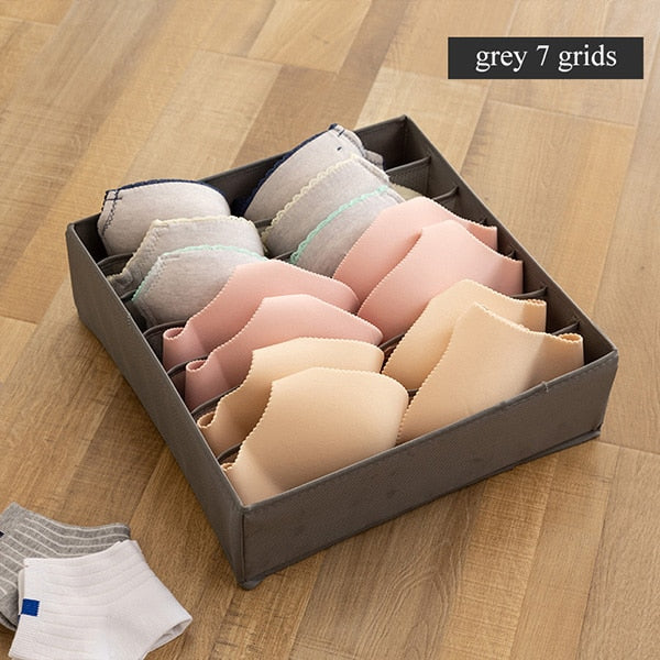 Dormitory closet organizer for socks home separated underwear storage box 7 grids bra organizer foldable drawer organizer - StorageandmoreStorage