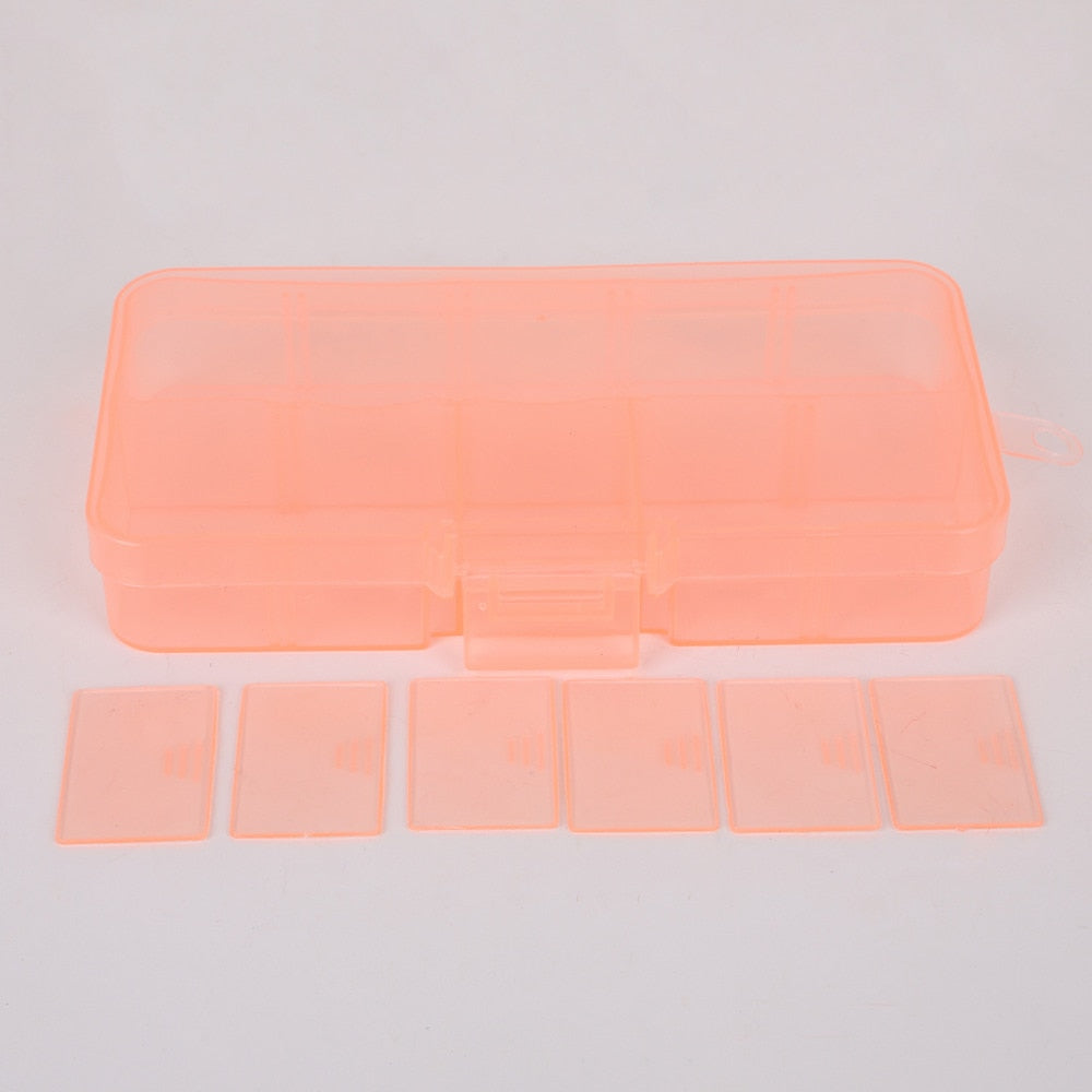 10 Slots Plastic Storage Jewelry Box Compartment Adjustable Container for Beads Earring Box for Jewelry Rectangle Box Case - StorageandmoreStorage