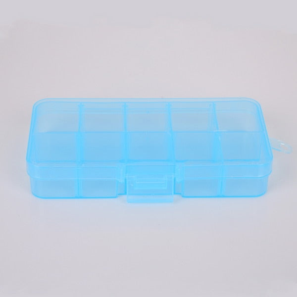 10 Slots Plastic Storage Jewelry Box Compartment Adjustable Container for Beads Earring Box for Jewelry Rectangle Box Case - StorageandmoreStorage