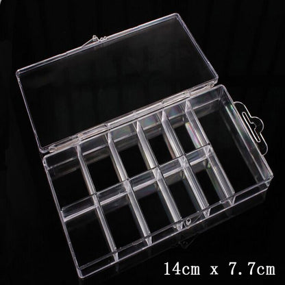 Transparent Nail Art Storage Box Jewelry Beads Gems False Tip Container Empty Nails Rhinestones Holder Case Organizer - StorageandmoreStorage