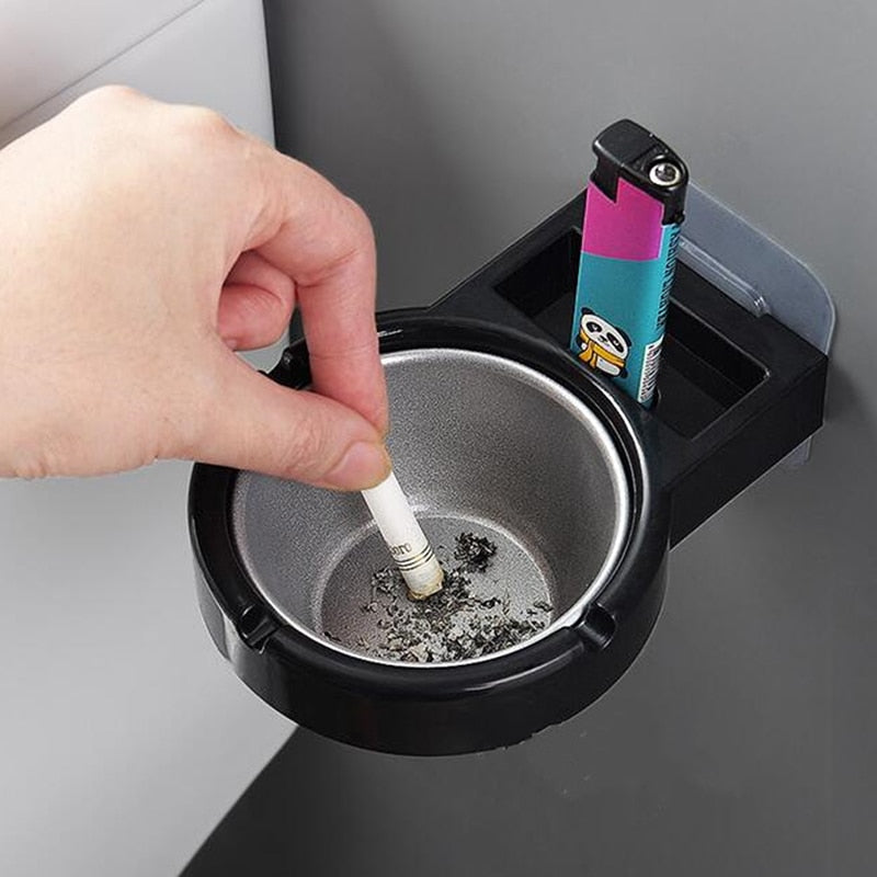 Hanging Cigarette Storage Rack Bathroom Wall Stainless Steel Ashtray Toilet Storage Cup Cigarette Tool Box - StorageandmoreStorage