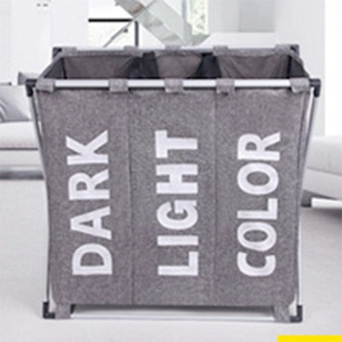 Dirty Clothes Waterproof Storage Basket Three Grid Organizer Home bathroom Collapsible Large Laundry Hamper Basket Drop shipping - StorageandmoreStorage