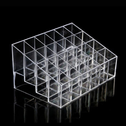 Clear 24 Grid Lipstick Stand Case Makeup Organizer Storage Box Lipstick Display Stand Holder Cosmetic Jewelry Organizer Box - StorageandmoreStorage