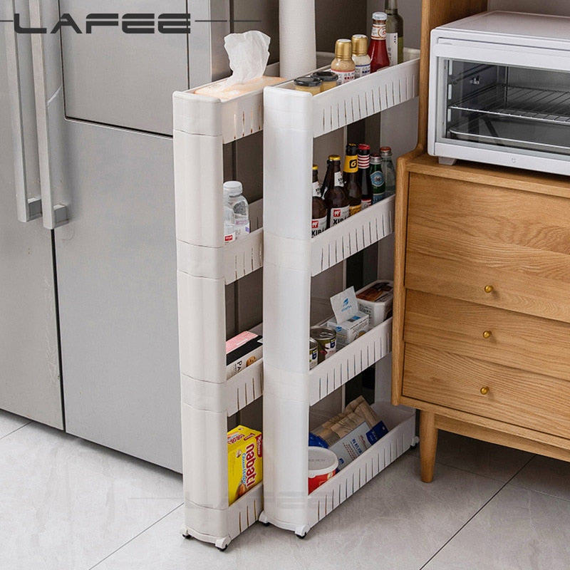 Mobile Storage Shelf Interspace Gap Shelf Kitchen Storage Shelf Bathroom Storage Rack Fridge Side Seam Finishing Rack - StorageandmoreStorage