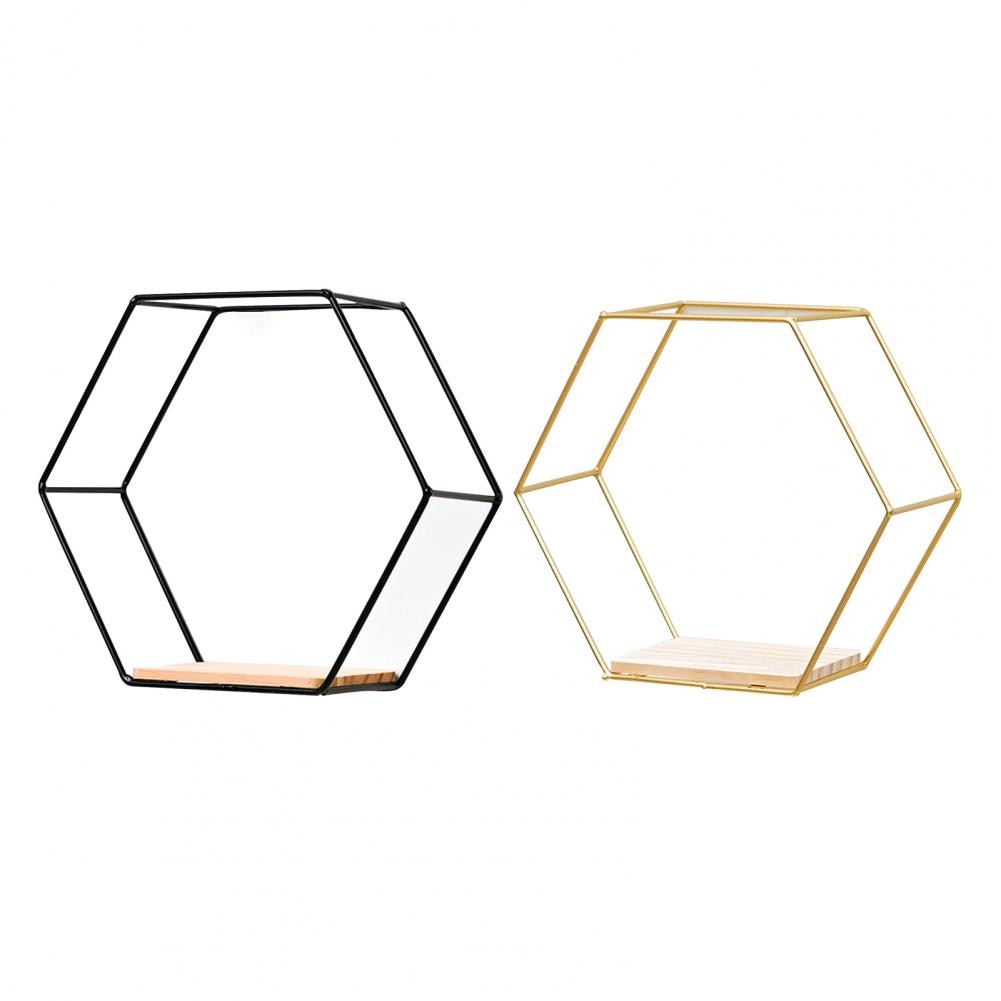 Wall Shelf Floating Shelves Wall Mounted Hexagon Storage Holder Storage Rack for Bedroom Living Room Office Organizer Decor - StorageandmoreStorage