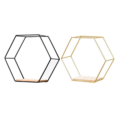 Wall Shelf Floating Shelves Wall Mounted Hexagon Storage Holder Storage Rack for Bedroom Living Room Office Organizer Decor - StorageandmoreStorage