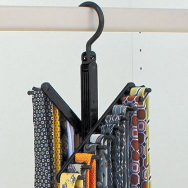 Multifuction Storage Rack Tie Belt Organizer Rotating Ties Hanger Holder Closet Organization Wardrobe Finishing Rack Space Saver - StorageandmoreStorage