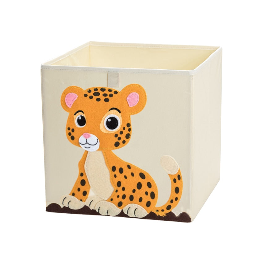 13 inch Foldable Embroidery Animal Cube Storage Box Oxford Fabric Kids Toys Organizers Bins Chest Organizer for Kids Nursery - StorageandmoreStorage