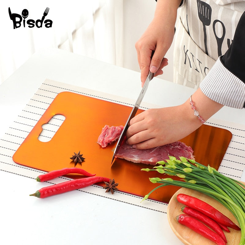 1Pc Chopping Blocks +Finger Protector Stainless Steel Cutting Boards For Kitchen Utensil Hangable Cheese Board Cutting Storage - StorageandmoreStorage