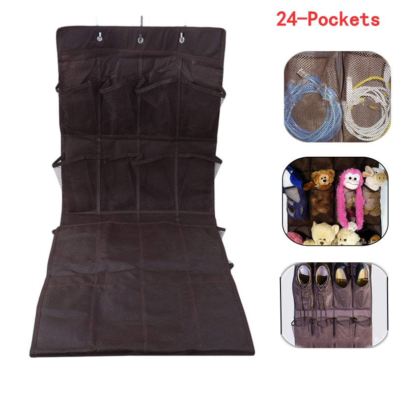 24 Pockets Shoe Hanger Door Hanging Storage Space Organizer Rack Wall Storage Bag Closet Holder - StorageandmoreStorage