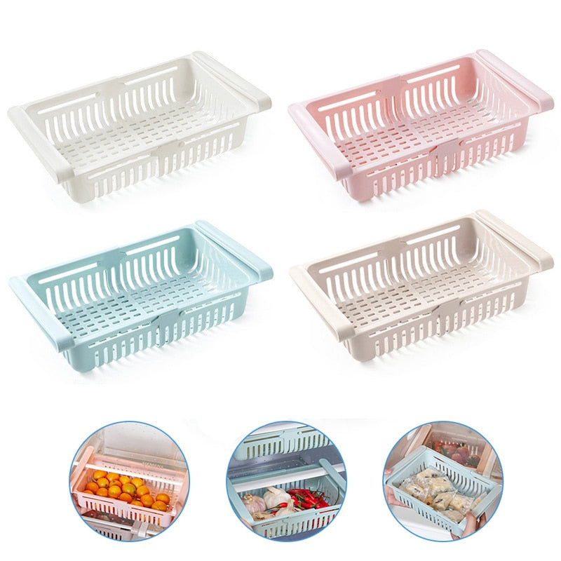 Fridge Storage Rack Basket Adjustable Kitchen Organizer Pull-out Drawer Basket Refrigerator Storage Shelf Kitchen Accessori - StorageandmoreStorage