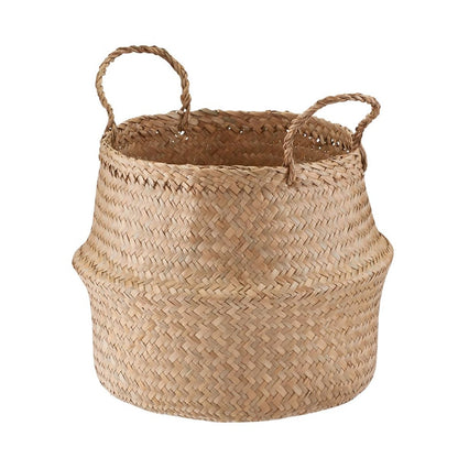 Storage-Baskets Natural Seagrass Belly Baskets Laundry Basket Decorative Flower Pot Cover Closet Storage Bin Organizer - StorageandmoreStorage