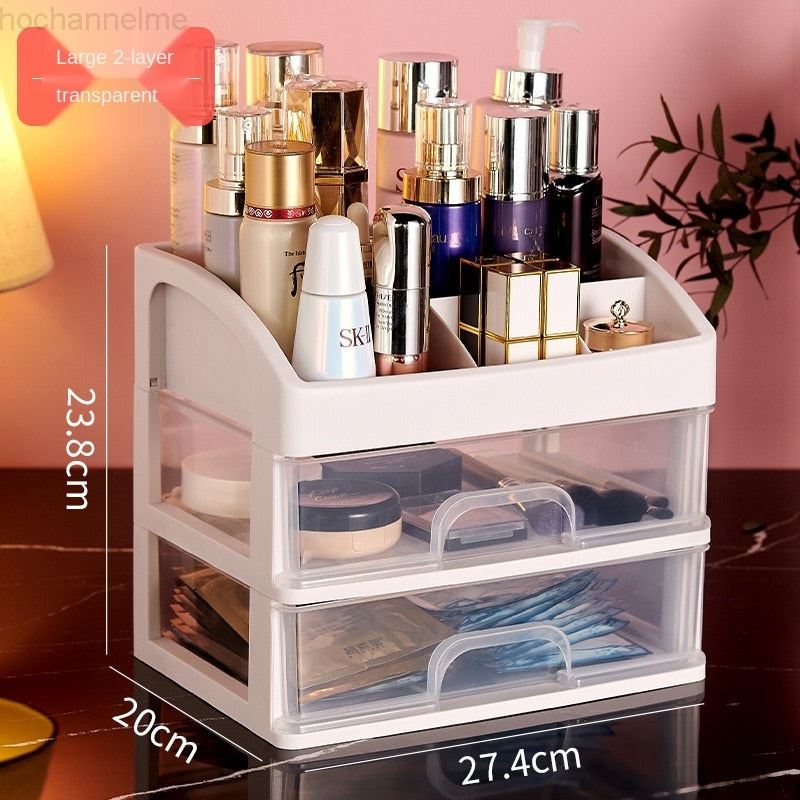 Desktop Cosmetics Home Office Storage Box Drawer Cabinet Jewelry Box Plastic Cosmetic Box Makeup Desk Accessories Organizer - StorageandmoreStorage