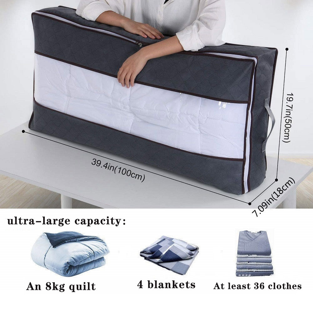 Foldable Underbed Storage Bags Closet Wardrobe Organizer for Clothes,Under-Bed Storage Containers for Comforters Bedding Blanket - StorageandmoreStorage