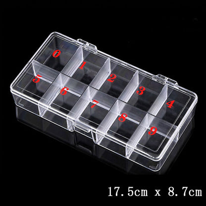 Transparent Nail Art Storage Box Jewelry Beads Gems False Tip Container Empty Nails Rhinestones Holder Case Organizer - StorageandmoreStorage