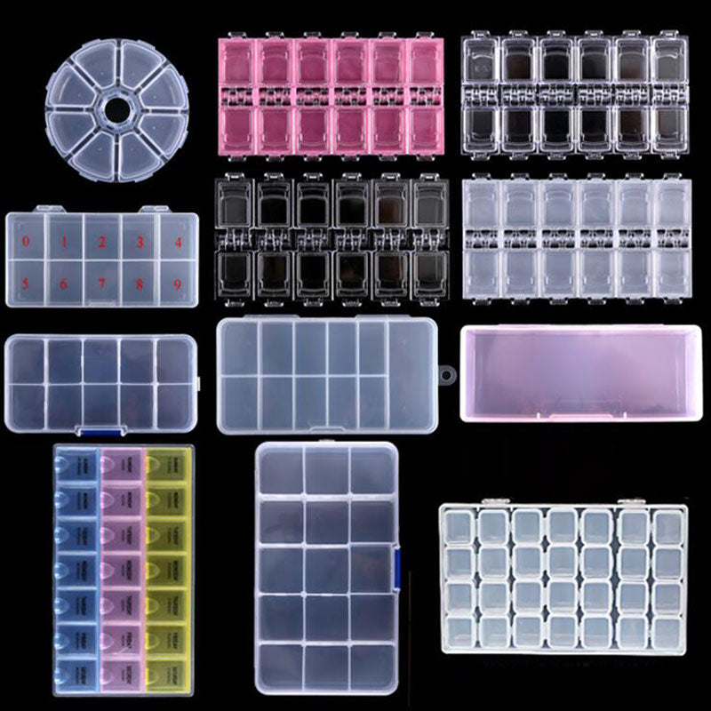 Transparent Nail Art Storage Box Jewelry Beads Gems False Tip Container Empty Nails Rhinestones Holder Case Organizer - StorageandmoreStorage