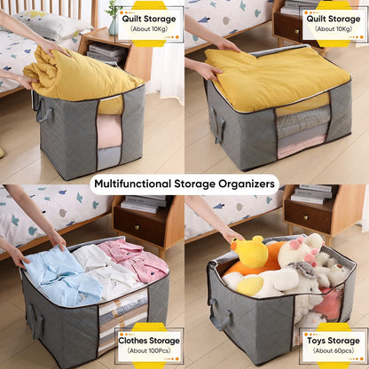 Joybos Quilt Storage Bag Moisture & Dust Proof Closet Organizer Non-Woven Blanket Pillow Storage Large Mobile Clothe Visible Bag - StorageandmoreStorage