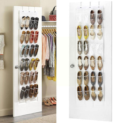 House 24 Grid Home Over Door Hanging Organizer Convenient Storage Holder Rack Closet Shoes Keeping 4 Inch Width For Each Po R9c8 - StorageandmoreStorage