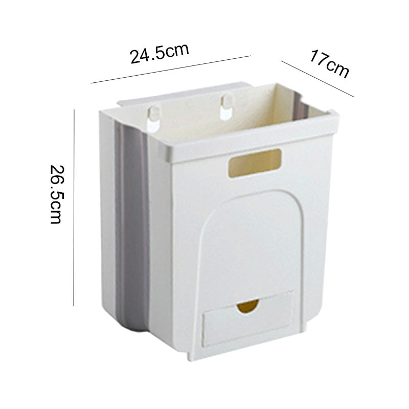 Wall Mounted Folding Waste Bin Kitchen Cabinet Door Hanging Trash Bin Garbage Car Trash Can Wall Mounted Foldable Cleaning - StorageandmoreStorage