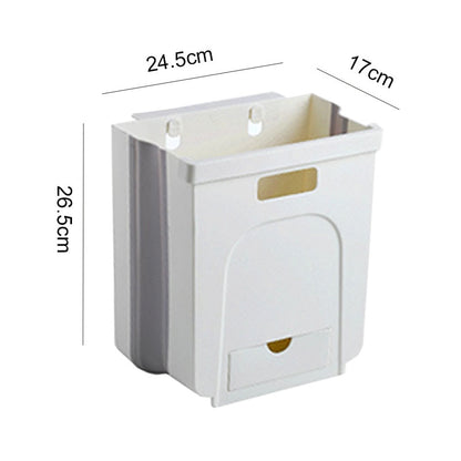 Wall Mounted Folding Waste Bin Kitchen Cabinet Door Hanging Trash Bin Garbage Car Trash Can Wall Mounted Foldable Cleaning - StorageandmoreStorage