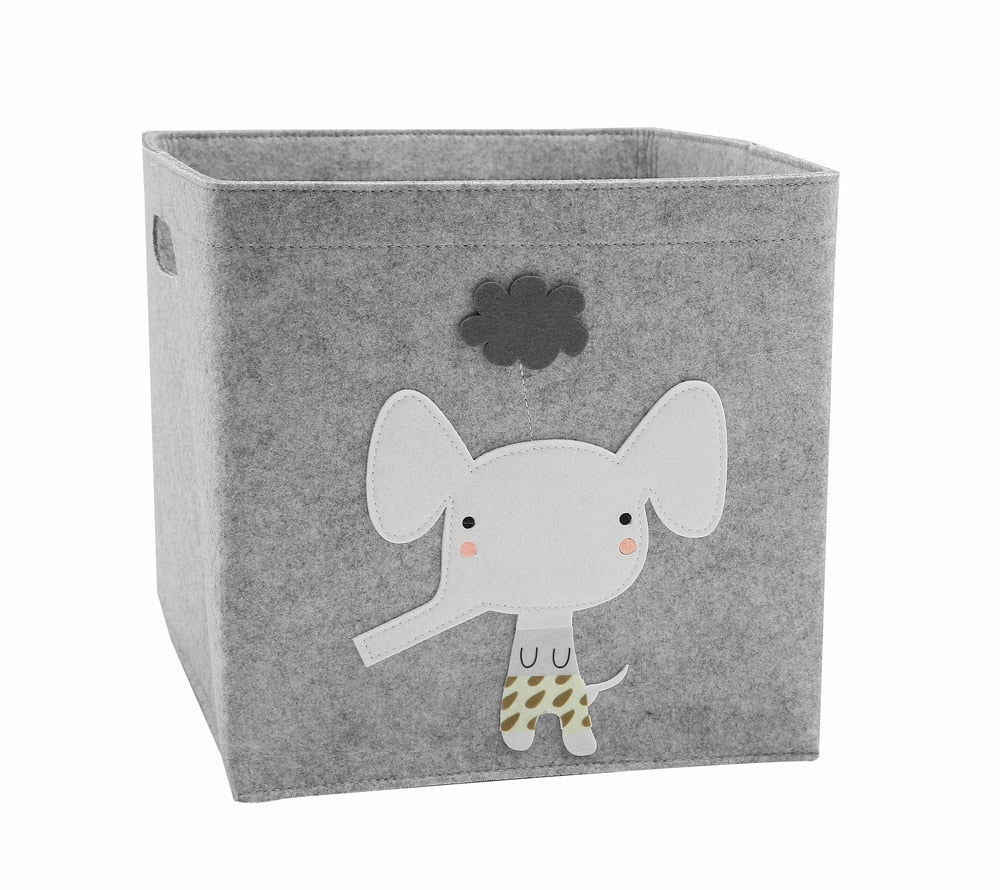 11inch Cube Children&#39;s Storage Box Cartoon Animal Felt Fabric Storage Basket For Kids Toys Organizers Kindergarten Closet Boxes - StorageandmoreStorage