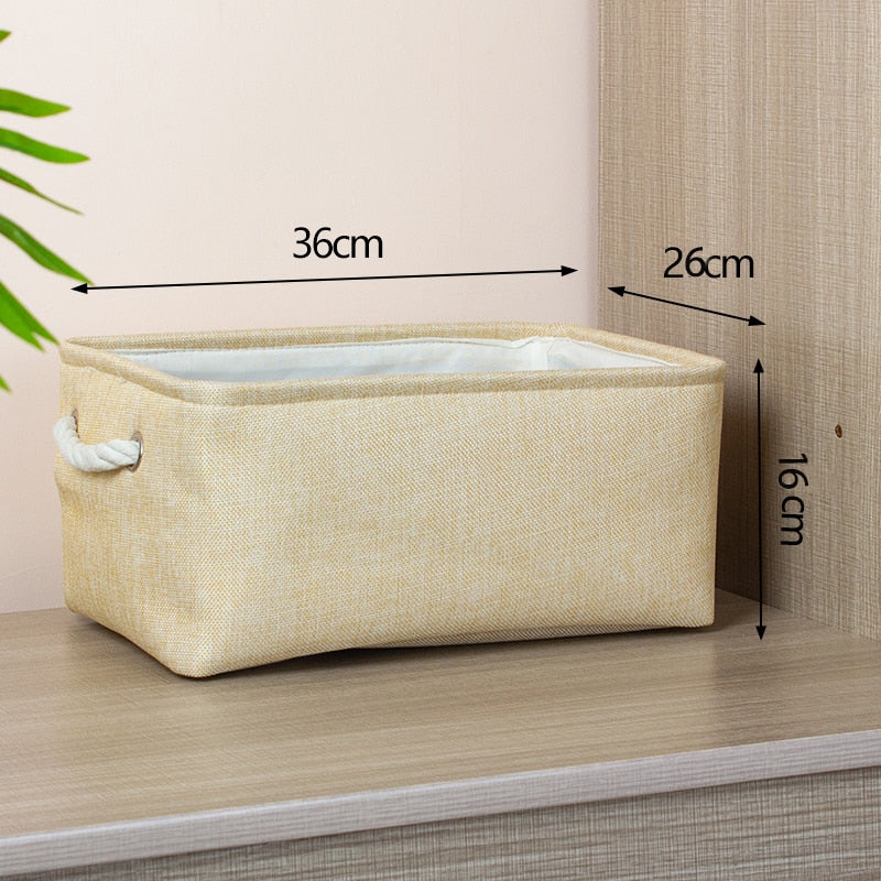 Cotton Linen Folding Storage Baskets Kids Toys Organizer Clothes and Sundries Storage Box Cabinet Storage Bag Laundry Basket - StorageandmoreStorage