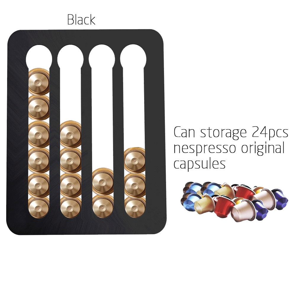 Metal Coffee Pods Holder Aluminum Mirro-Plating Stand Coffee Capsule Storage Rack Nespresso Coffee Capsulas Stand For Nespresso - StorageandmoreStorage