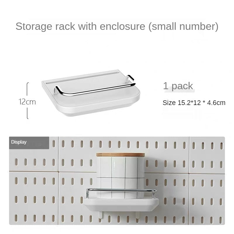 Pegboard Hanging Accessories Shelf Storage Bins Hook Brackets Clips No Punching for Garage Kitchen Pegboard Wall Organizer - StorageandmoreStorage