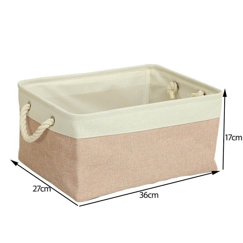 Cotton Linen Folding Storage Baskets Kids Toys Organizer Clothes and Sundries Storage Box Cabinet Storage Bag Laundry Basket - StorageandmoreStorage