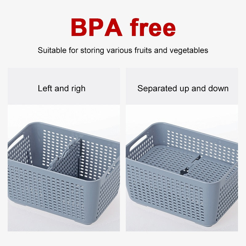 Kitchen Plastic Storage Box Vegetables Fruit Fresh-Keeping Box Drain Basket Sink Filter Mesh Sieve Storage Basket Kitchen Tools - StorageandmoreStorage