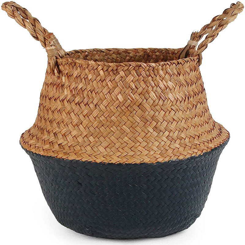 Storage-Baskets Natural Seagrass Belly Baskets Laundry Basket Decorative Flower Pot Cover Closet Storage Bin Organizer - StorageandmoreStorage