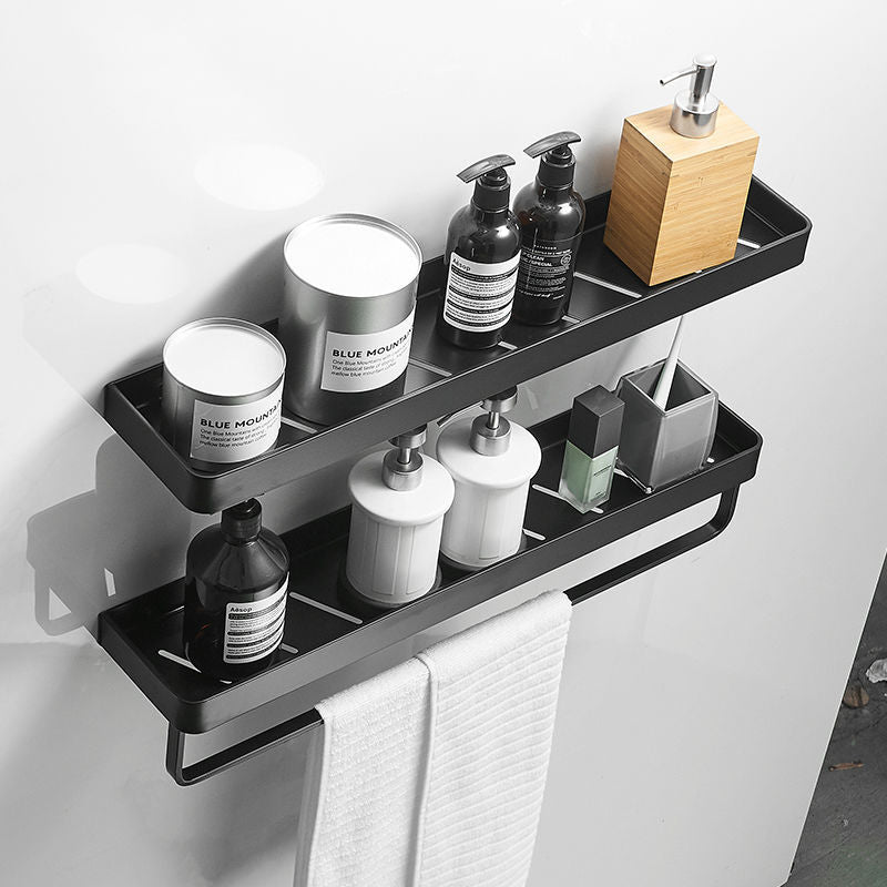 Black / White Bathroom Shelf Shampoo Holder Kitchen Storage Rack Bathroom Hardware Space Aluminum Shower Room Accessory - StorageandmoreStorage