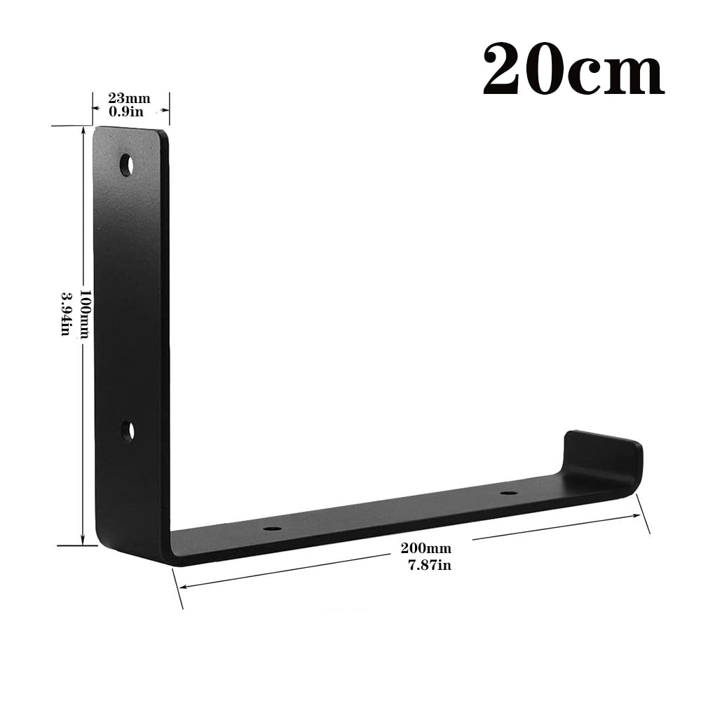 1Pair(2 PCS) Black Wall Mounted Shelf Bracket Brackets Support With Screws L shape，for DIY Open Shelving Hardware Included - StorageandmoreStorage