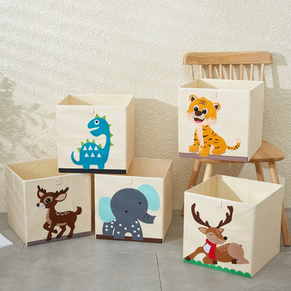 13 inch Foldable Embroidery Animal Cube Storage Box Oxford Fabric Kids Toys Organizers Bins Chest Organizer for Kids Nursery - StorageandmoreStorage