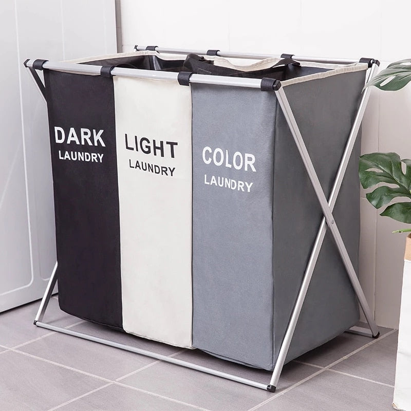 Dirty Clothes Waterproof Storage Basket Three Grid Organizer Home bathroom Collapsible Large Laundry Hamper Basket Drop shipping - StorageandmoreStorage