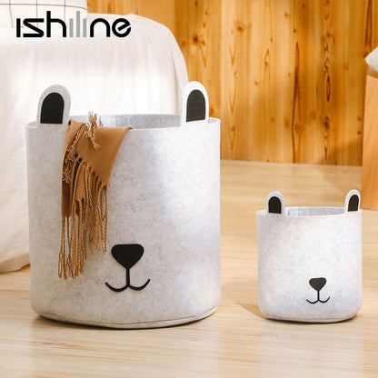 Felt Fabric Laundry Basket Toy Storage Baskets Bin For Kids Dog Toys Clothes Organizer Cute Animal Laundry bucket - StorageandmoreStorage