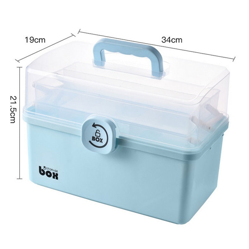 Portable First Aid Container Clear Plastic Medicine Storage Box Large Capacity Family Emergency Kit Storage Organizer - StorageandmoreStorage