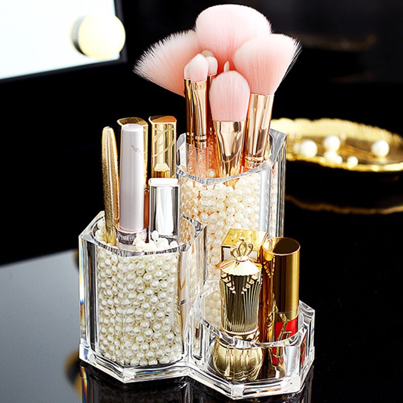 Transparent Cosmetic Organizer Makeup Brush Holder Storage Box Acrylic Plastic Box Jewelry Pen Supplies Business Card Storage - StorageandmoreStorage