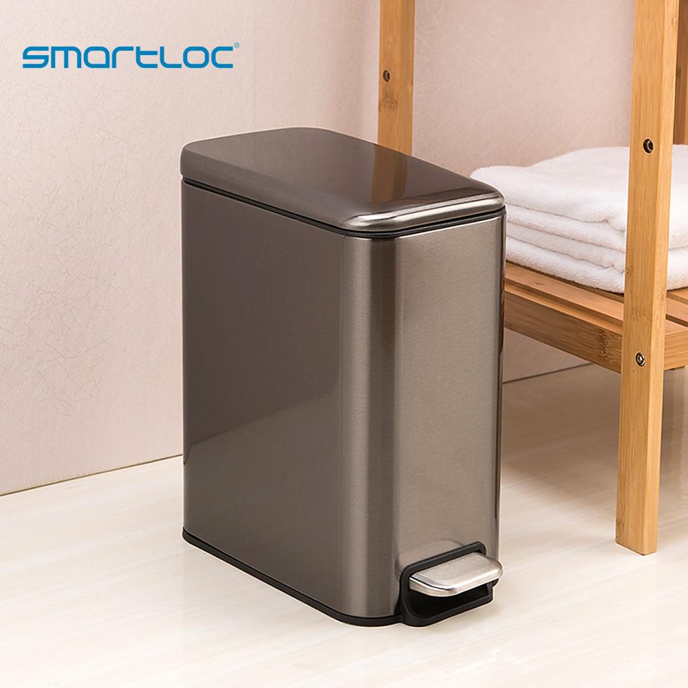 smartloc 5L Stainless Steel Rectangle Kitchen Trash Can  Dustbin Trash Bin Waste Bin Garbage Bag Holder Garbage Bin Kitchen Bin - StorageandmoreStorage